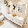 MONDIAZ VICA 180cm badmeubel onderkast Talc 4 lades. Wastafel CLOUD dubbel 2 kraangaten