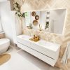 MONDIAZ VICA 180cm badmeubel onderkast Talc 4 lades. Wastafel MOON dubbel 2 kraangaten
