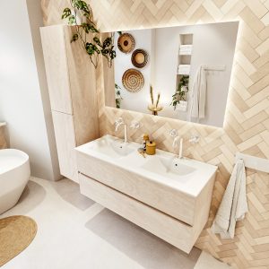 MONDIAZ VICA 120cm badmeubel onderkast Underlayment 2 lades. Wastafel DENIA dubbel 2 kraangaten