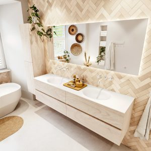 MONDIAZ VICA 190cm badmeubel onderkast Underlayment 4 lades. Wastafel MOON dubbel zonder kraangat