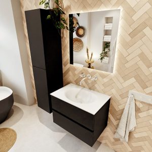 MONDIAZ VICA 70cm badmeubel onderkast Urban 2 lades. Wastafel MOON midden zonder kraangat