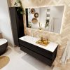 MONDIAZ VICA 130cm badmeubel onderkast Urban 2 lades. Wastafel MOON links 1 kraangat