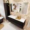 MONDIAZ VICA 140cm badmeubel onderkast Urban 2 lades. Wastafel MOON links 1 kraangat