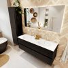 MONDIAZ VICA 140cm badmeubel onderkast Urban 2 lades. Wastafel MOON dubbel 2 kraangaten