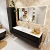 MONDIAZ VICA 150cm badmeubel onderkast Urban 2 lades. Wastafel MOON midden 1 kraangat