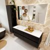 MONDIAZ VICA 140cm badmeubel onderkast Urban 4 lades. Wastafel MOON links zonder kraangat