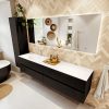 MONDIAZ VICA 200cm badmeubel onderkast Urban 4 lades. Wastafel MOON links 1 kraangat
