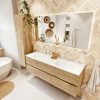 MONDIAZ VICA 150cm badmeubel onderkast Washed Oak 2 lades. Wastafel MOON dubbel 2 kraangaten