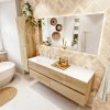 MONDIAZ VICA 160cm badmeubel onderkast Washed Oak 4 lades. Wastafel MOON links 1 kraangat