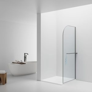 Curvy inloopdouche met handdoekhouder 100x200cm gunmetal