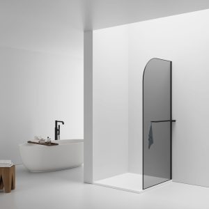 Curvy inloopdouche met handdoekhouder 100x200cm gunmetal