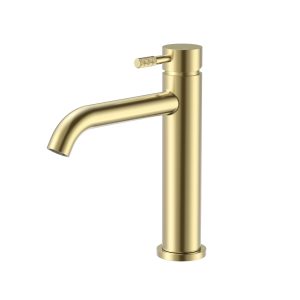 Nivaro wastafelkraan trio met ribbelstructuur geborsteld goud