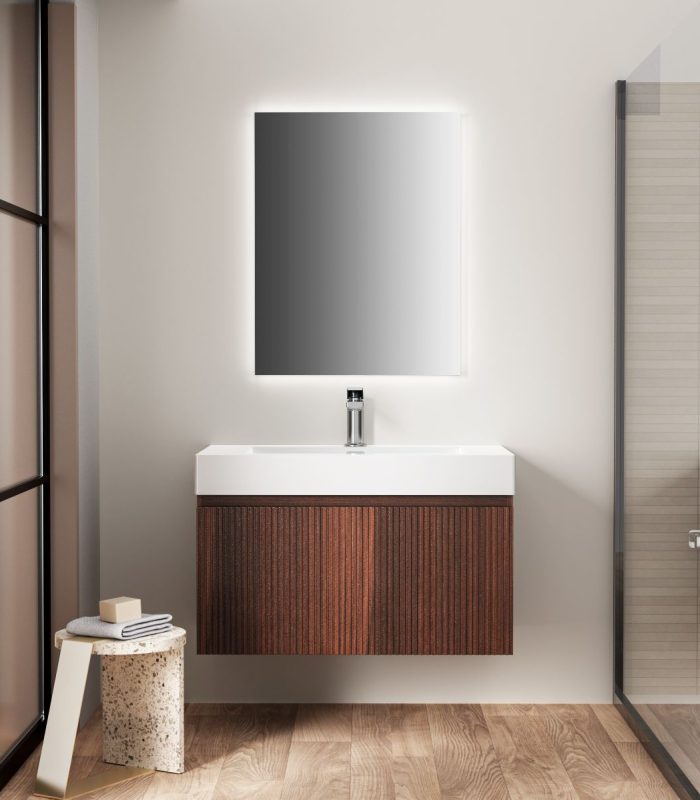 Japandi Design Wit Wastafelmeubel Walnoot 80 cm